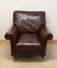 Laura Ashley Brown Leather Armchair / Chair