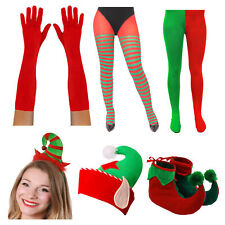 ADULTS CHRISTMAS ELF ACCESSORIES COSTUME SANTAS LITTLE HELPER XMAS FANCY DRESS 