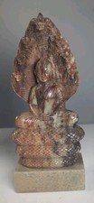 Naga Buddha Carved Statue Sculpture Rock Soapstone 7 Headed Cobra 6” Tall