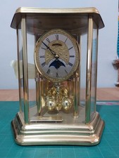 Beautiful working vintage 70's battery operated brass moon phase carriage clock