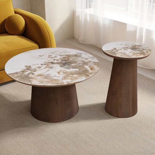Round walnut and neutral - walnut,