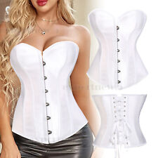 Womens Corset Top Basque Top Overbust Boned Corset Lace Up Costume Size UK 6-24