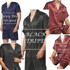Men's Short Sleeve Stripe Silk