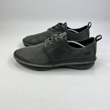 CAT Men's Grey Nubuck Leather Wide Fit Casual Shoes UK 8.5 Lace Up Rubber Sole