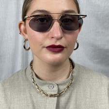 Cazal oval sunglasses with golden metal frame rare vtg  80s