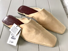 Zara Leather Flat Mules In Sand With Square Toes UK4 BNWT RRP £49.99 LAST PAIR