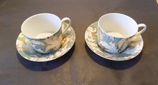 2 Vintage CIPANGO GENEVIEVE LITHO Limoges China  Coffee Cups & Saucers