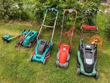 Job Lot of Electric Lawn Mowers for Spares or Repair - Project Bosch Rotak Flymo