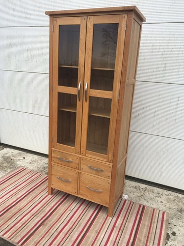 Oak bookcase glazed - , with