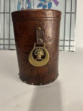 Waste paper Basket , Leather with Brass
