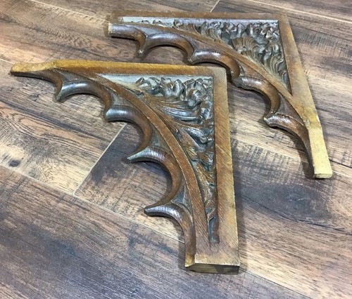 Antique pair carved oak - antique,
