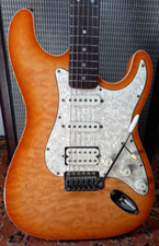 Partscaster Revelation Neck Shine Body Thinline Amber Burst Quilt Top w/Case