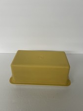 Vintage Tupperware Butter Dish Keeper  Harvest Gold Lid With Almond Base