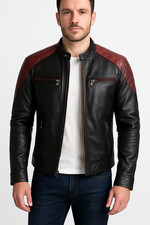 Men’s Black Quilted Café Racer Leather Jacket – 100% Real Lambskin