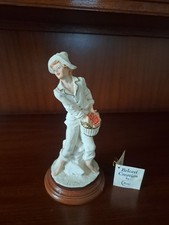 Belcari Sculpture / Figurine Of Boy With Basket With Original Tag.