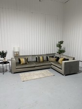 Large Taupe Velvet Corner Sofa