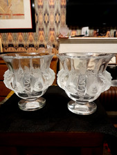 LALIQUE 2 X DAMPIERRE VASES 13CM 1KG+ BIRDS & VINES EXCON