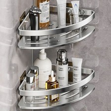 2Pcs Corner Shower Caddy Bathroom Storage Shelf Rack Basket Organiser Tidy Tray