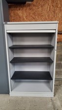 Grey 4 Tier Metal Storage Shelving Stationary Cabinet Unit Cupboard Tambour 
