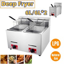 LPG Natural Gas Single/Double Tank Gas Fryer Catering Frying Tool  Commercial 6L