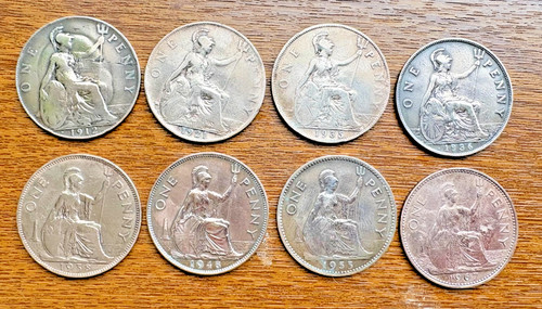 British one penny coin lot - one,