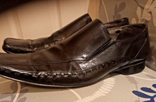 urbane Black Leather black  Slip On Mens mod Shoes UK 10 Loafers Formal Shoes