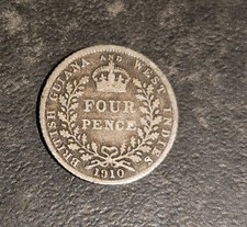 Silver Four Pence Coin 1910