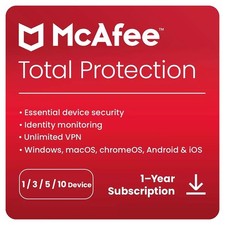 McAfee Total Protection 2025 Antivirus VPN 1, 3, 5, 10 PC Devices 1 Year (EMAIL)