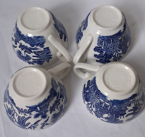 Churchill willow pattern cups - willow,