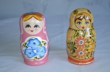 2 x Vintage Wooden Russian