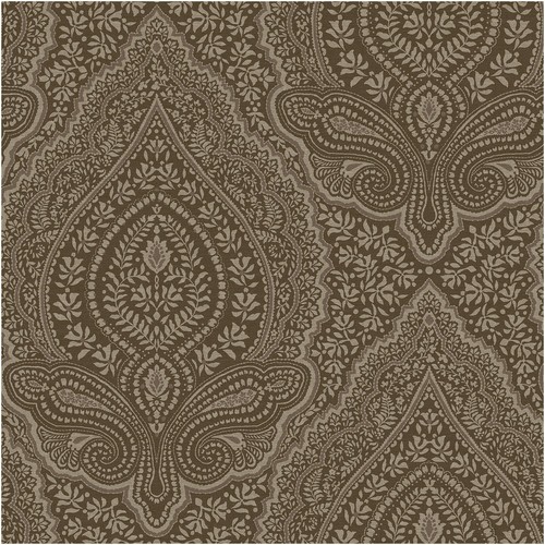 Damask wallpaper brown - damask, taupe