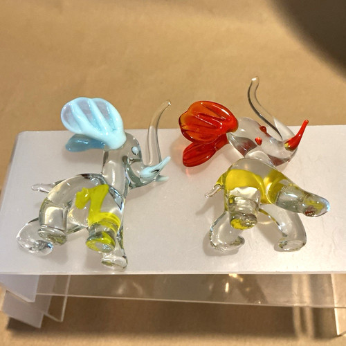 Pair vintage hand blown - blown, art