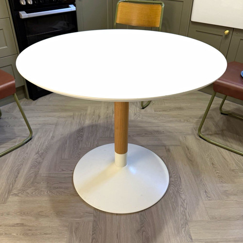 Round white pedestal dining - white,