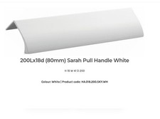 8 x Wren 200mm Sarah White Cupboard Finger Pull Concealed Handles
