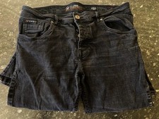 Mens Crosshatch Black Label Buraca 36S Slim Fit Black Jeans