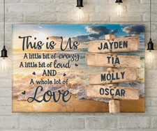 Street Sign Beach Canvas Wall Art Personalised Your Names Picture -Paper Print