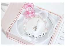 Personalised Keepsake Crystal and Pearl Bracelet- Ideal New Baby or Christening
