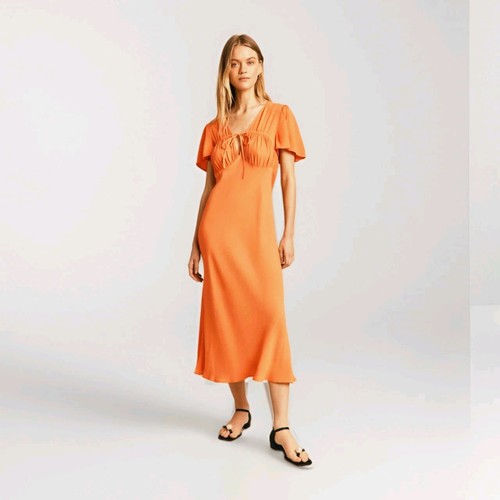 Ghost orange midi dress - dress, uk
