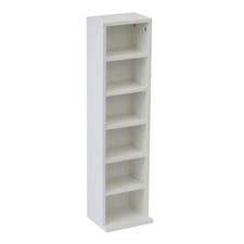 NEW! 6 Tier White Wooden CD DVD Game Book Shelf Storage Tower Rack- Fits 102 CDs