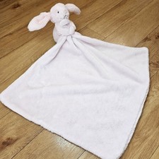 Jellycat Bashful Bunny Rabbit Soother Comforter Blanket Pink Blankie White Tail 