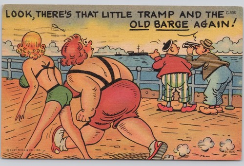 Postcard two men women - postcard,