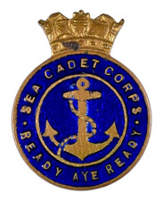 Vintage Old The Sea Cadet Corps Members Enamel Lapel Brooch Badge