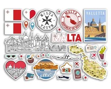 A5 Sticker Sheet Malta Vinyl Stickers - Landmarks Country Holiday Travel #80276