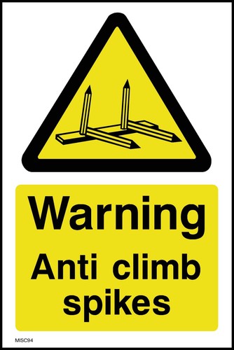 Warning anti climb spikes sign - climb,