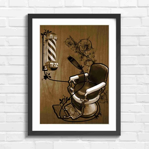 Retro barber chair and pole - retro,