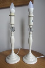 PAIR OF LAURA ASHLEY ELLIS METAL LAMP BASES WITH CRYSTAL  DECOR 34CMS IN HEIGHT