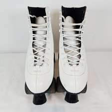 No Fear White Leather Effect Boot Style Roller Skates Size 7 Quad Wheels