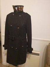 BURBERRY London Ladies 10  Jacket Trench Coat polyester & Leather Black