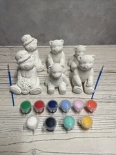 Paint Your Own Teddy Bear X6  Craft Kit Hobby Crafts Paint And Brushes