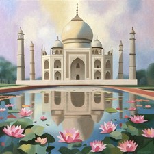 Taj Mahal with Lotus Flower